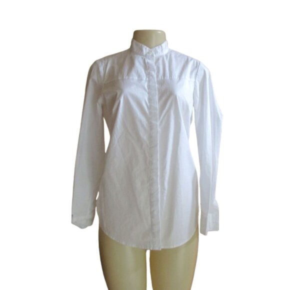Untuckit White Long Sleeve Button Down Cotton Shirt For Women Size 2 - Picture 2 of 6